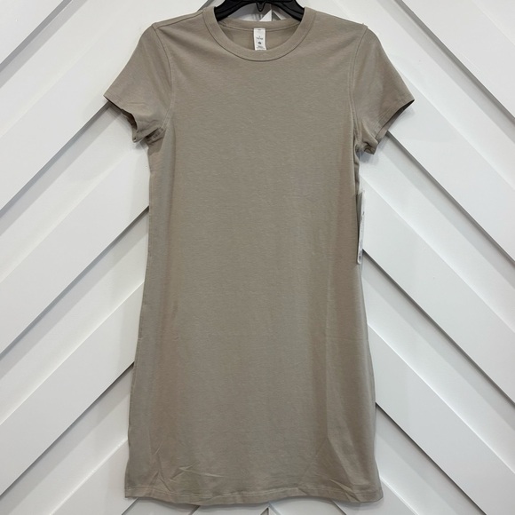 lululemon athletica Dresses & Skirts - NWT Lululemon Classic Fit Cotton Blend T Shirt Dress Size 2 In Raw Linen